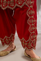 Silk Dori Hand & Machine Embroidered Anarkali Set