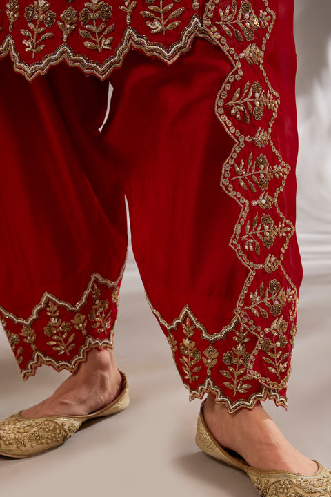 Silk Dori Hand & Machine Embroidered Anarkali Set