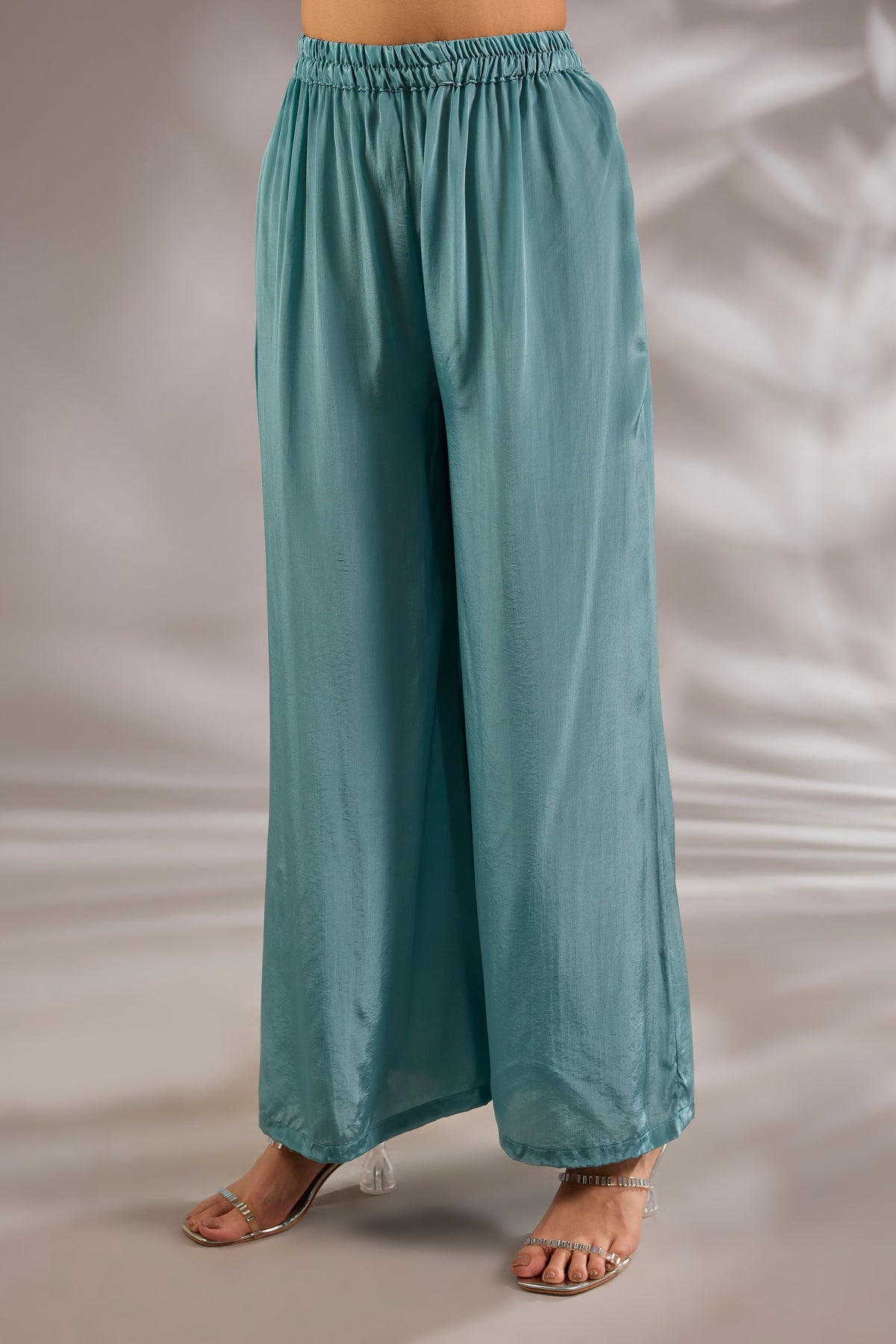Asymmetric Crepe Sequins Embroidered Kurta Set