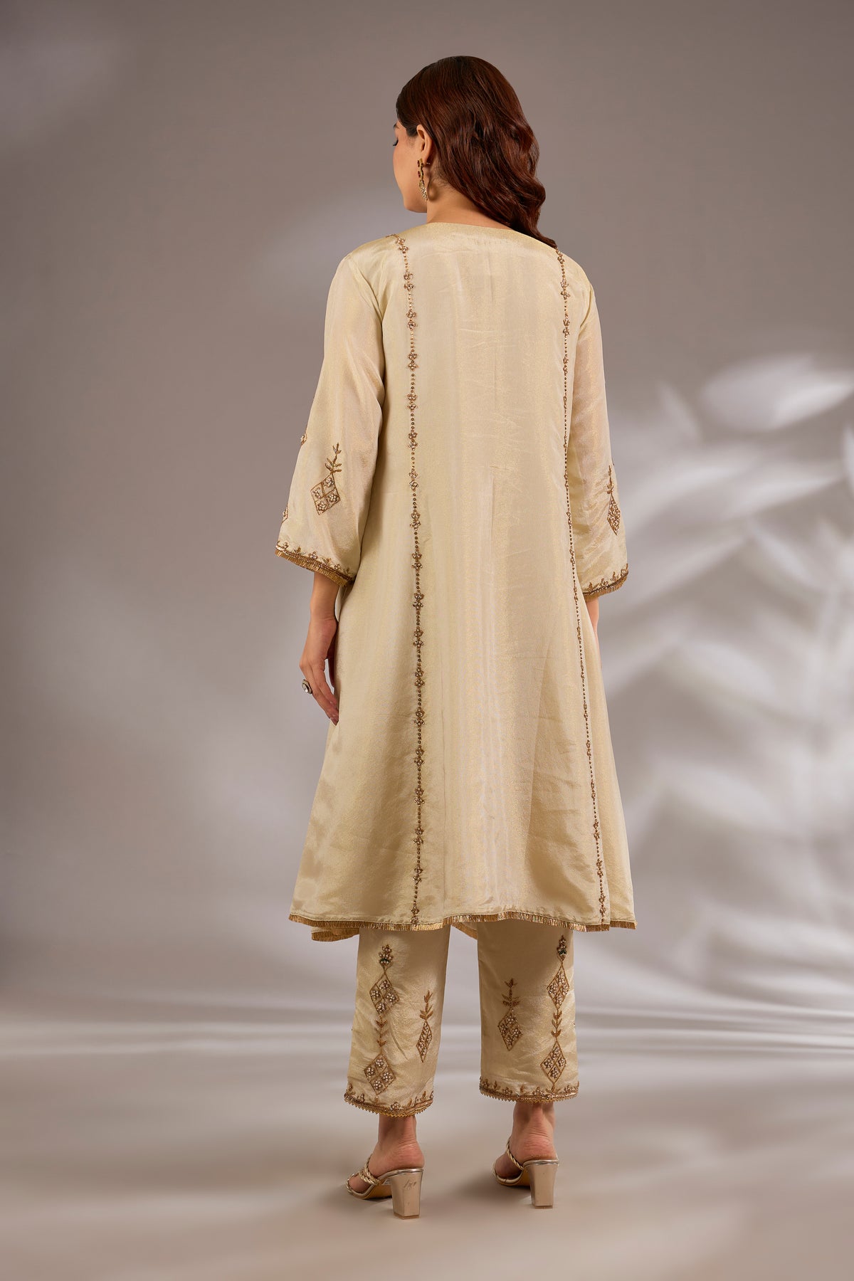 Princess Flared Tissue Hand Embroidered Kurta Set