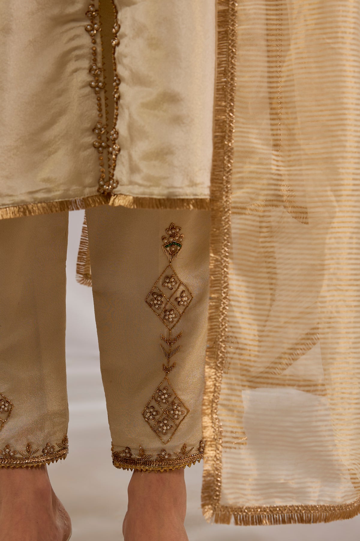 Princess Flared Tissue Hand Embroidered Kurta Set