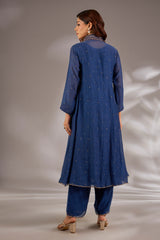 Mul Chanderi Hand Embroidered Anarkali Set