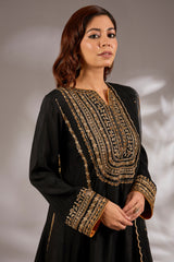 Silk Dori Hand Embroidered Short Anarkali Set