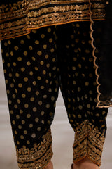 Silk Dori Hand Embroidered Short Anarkali Set