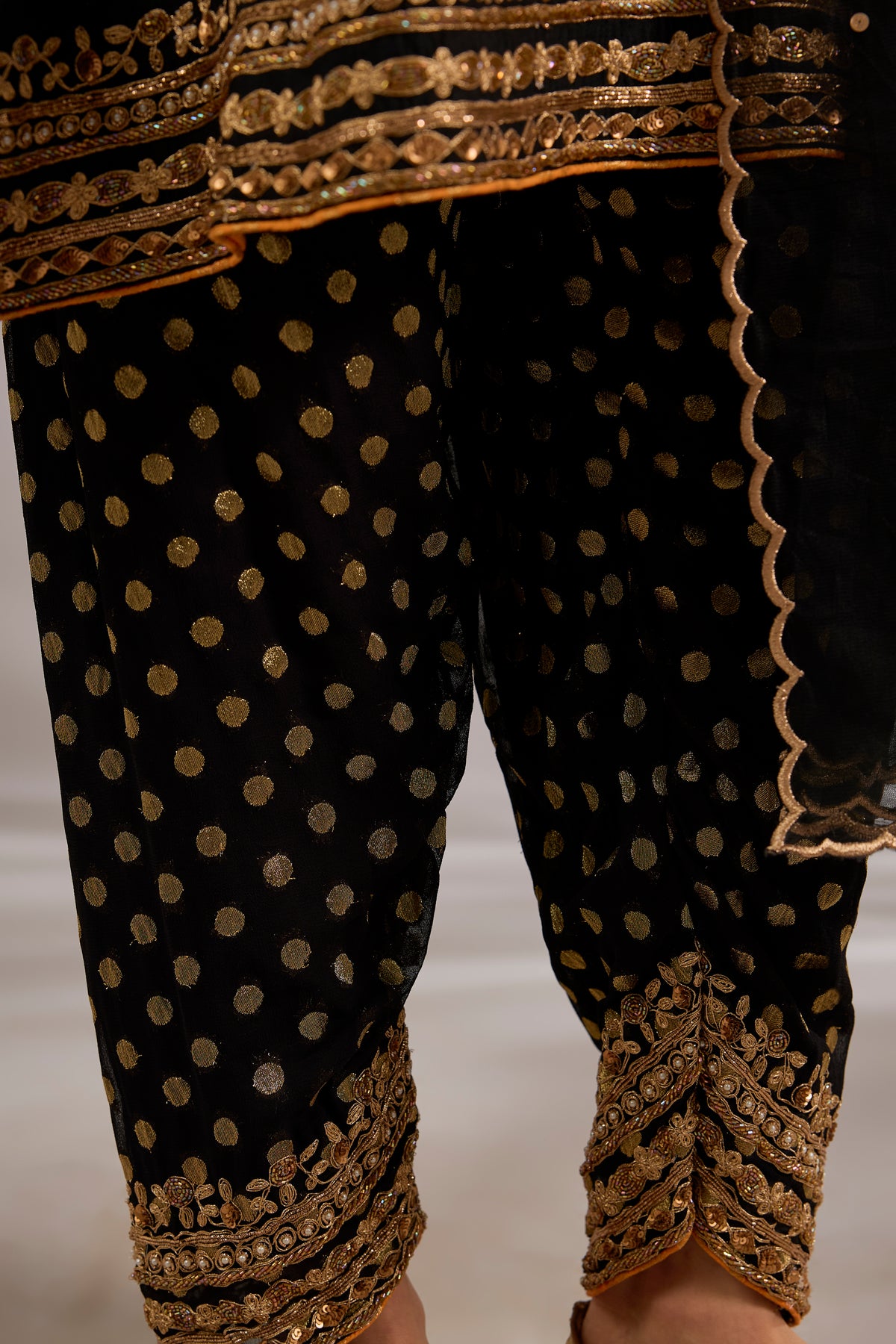 Silk Dori Hand Embroidered Short Anarkali Set
