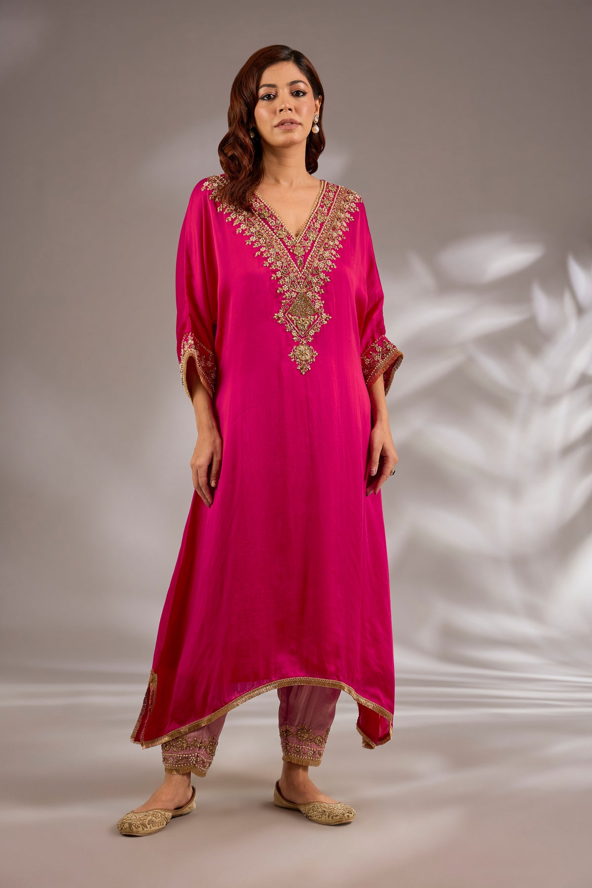 A-Line Satin Organza Dori Hand Embroidered Kurta Set