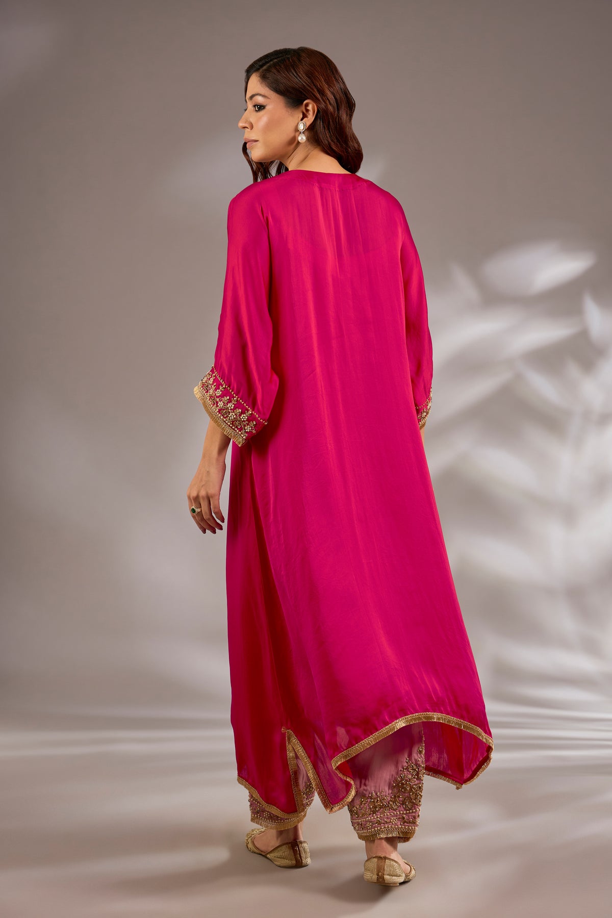 A-Line Satin Organza Dori Hand Embroidered Kurta Set