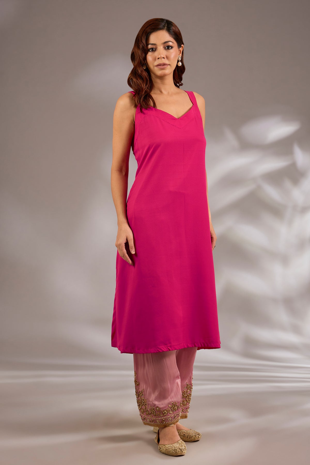 A-Line Satin Organza Dori Hand Embroidered Kurta Set