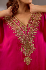 A-Line Satin Organza Dori Hand Embroidered Kurta Set