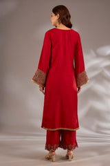 Silk Hand Embroidered Straight Kurta Set