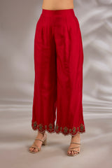 Silk Hand Embroidered Straight Kurta Set