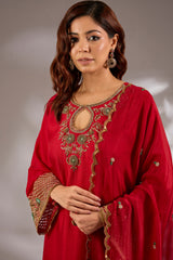 Silk Hand Embroidered Straight Kurta Set