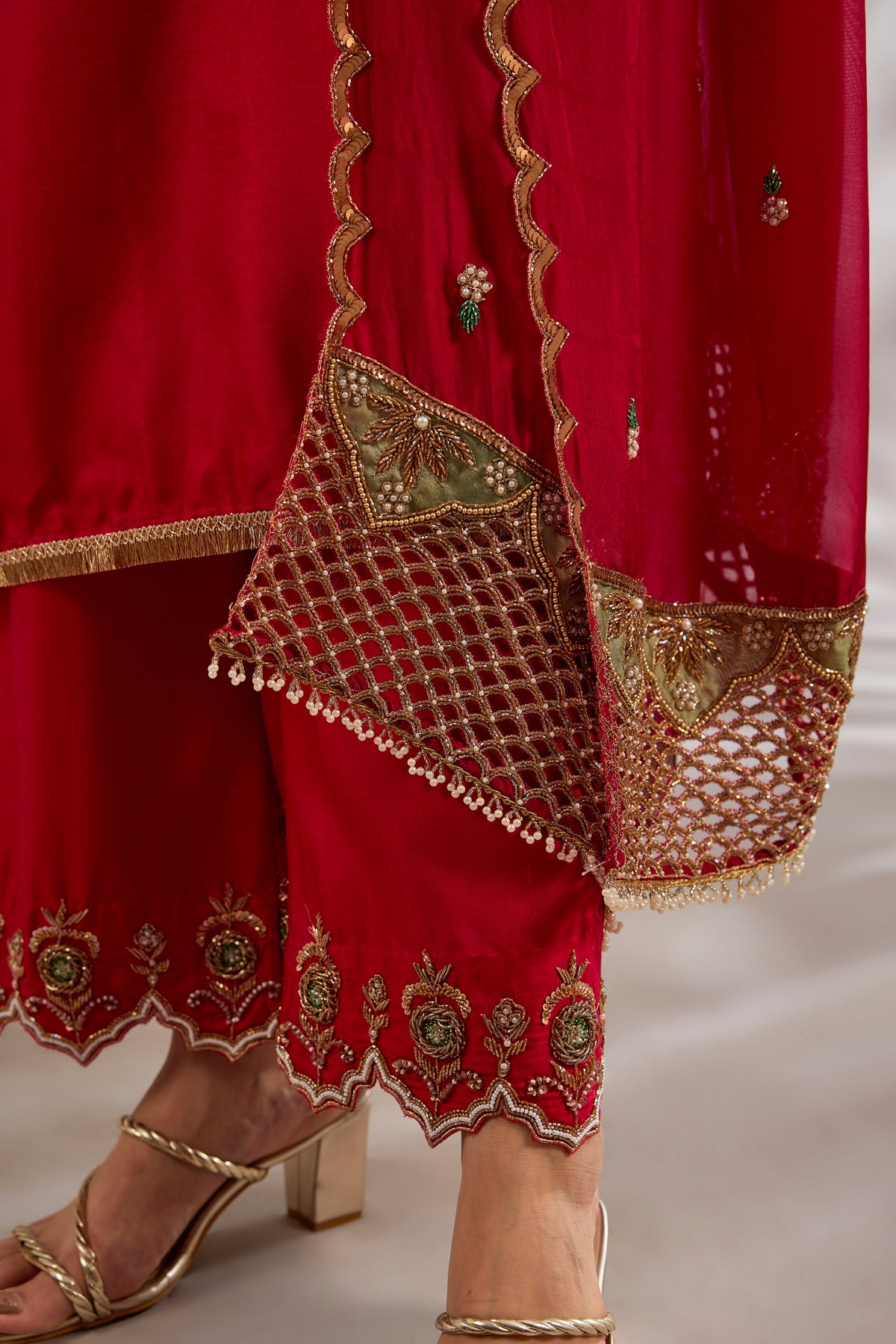 Silk Hand Embroidered Straight Kurta Set