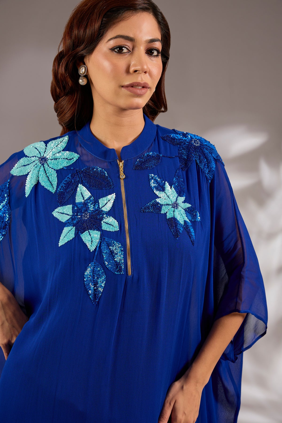 Georgette Sequins Hand Embroidered Kaftan Set
