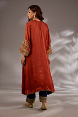 A-Line Satin Organza Dori Hand Embroidered Kurta Set