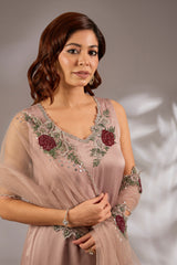 Satin Organza Hand & Machine Embroidered Sharara Set