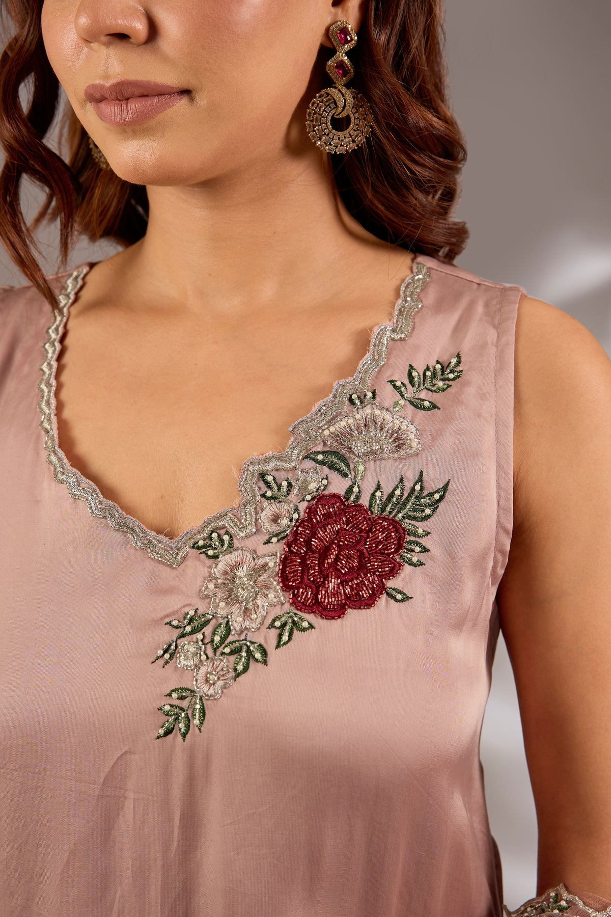 Satin Organza Hand & Machine Embroidered Sharara Set