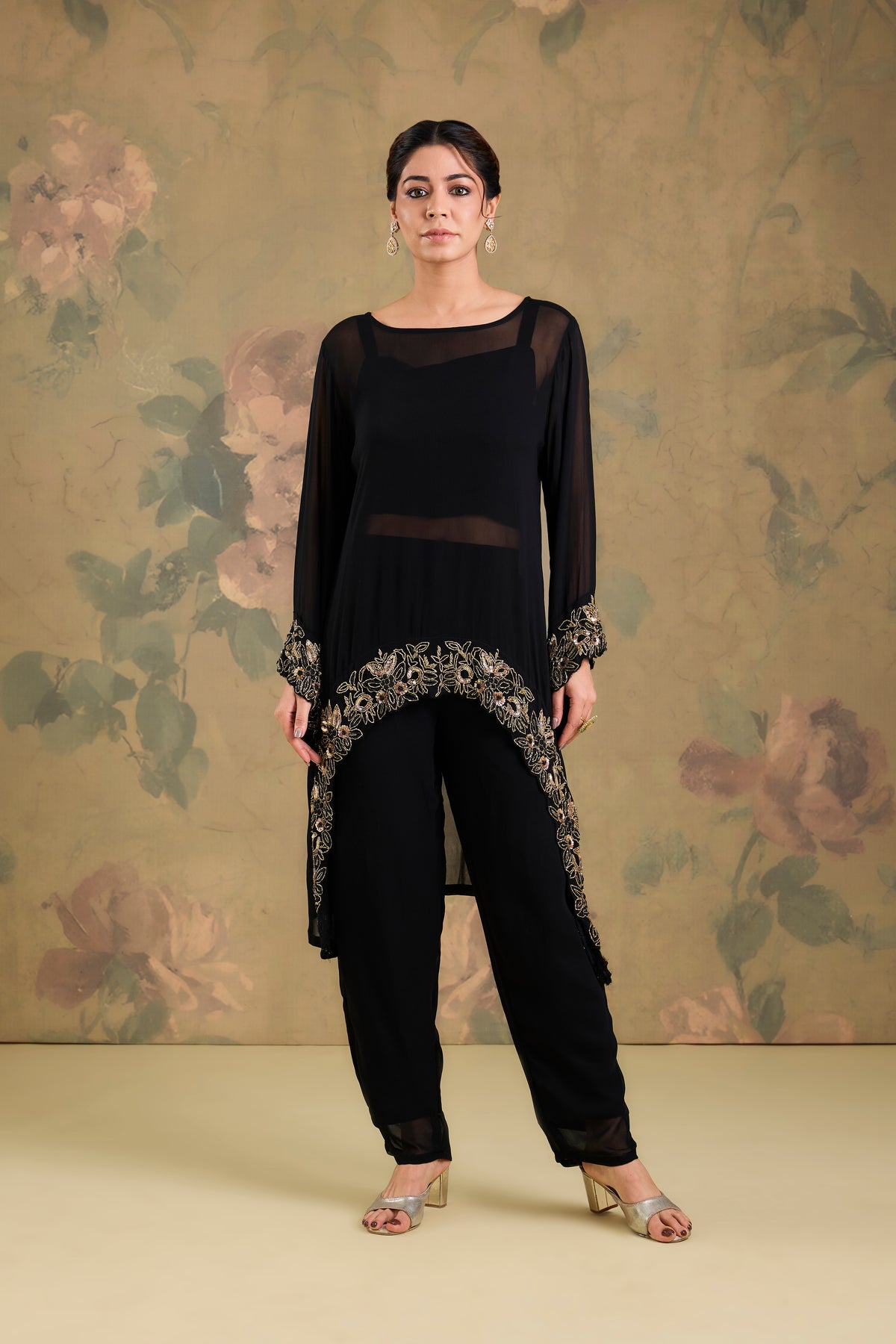 Georgette Handworked Indo-Western Co-Ord Set