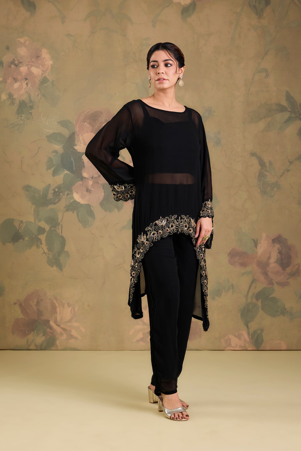 Georgette Handworked Indo-Western Co-Ord Set