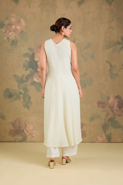 Chinon Cotton Handworked Flared Kurta Set