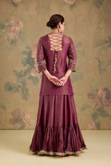 Tissue Flared Sharara Set with Contrast Dupatta & Handwork
