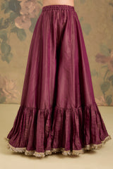 Tissue Flared Sharara Set with Contrast Dupatta & Handwork