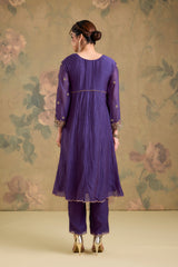 Mul Chanderi Yoke Embroidered Anarkali Set