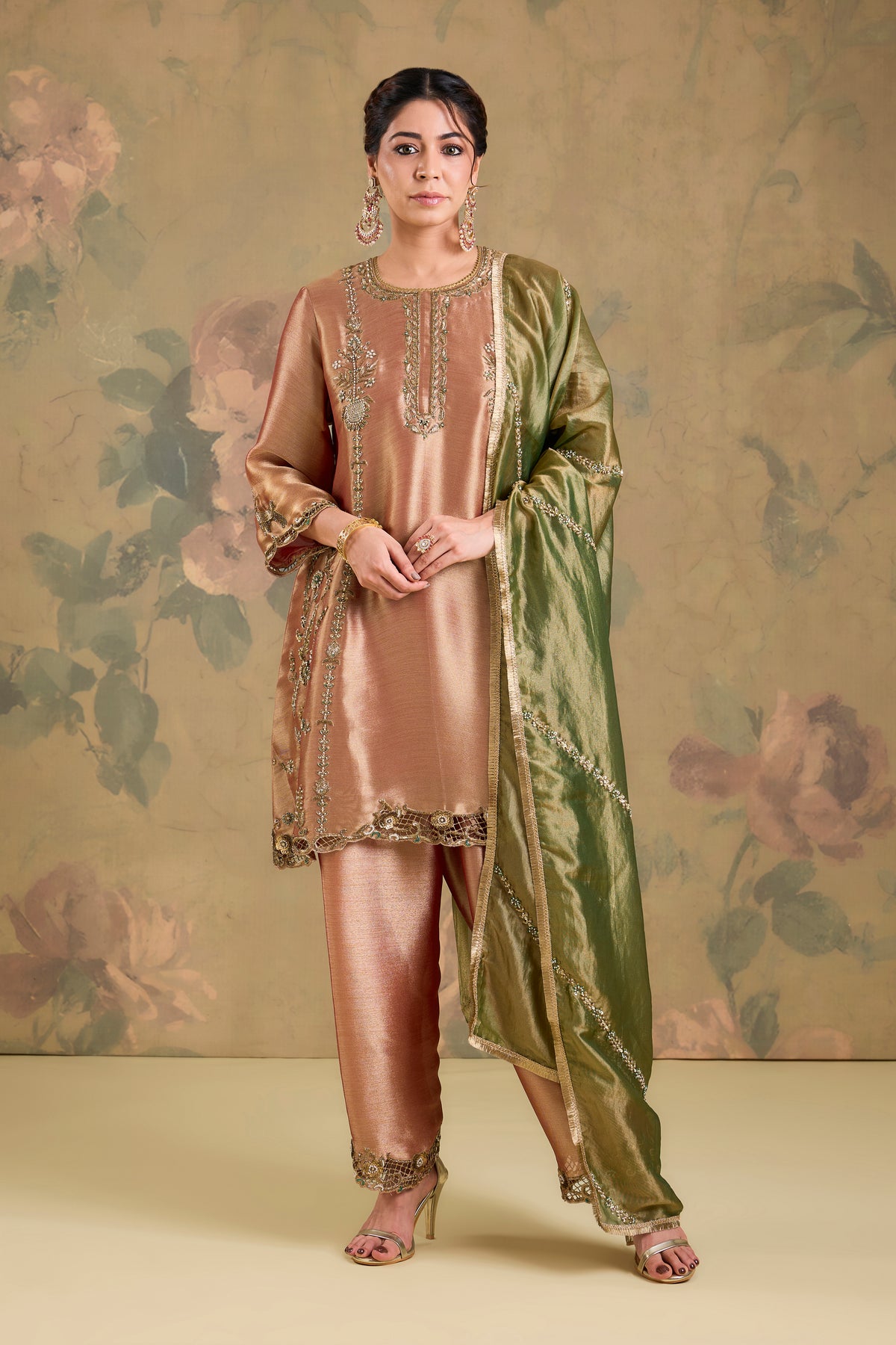 Tissue Handworked Kurta Set with Salwar