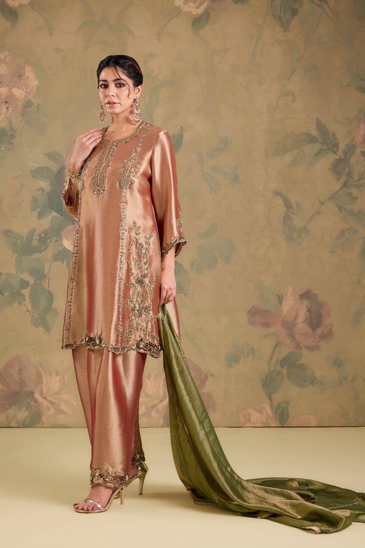 Tissue Handworked Kurta Set with Salwar