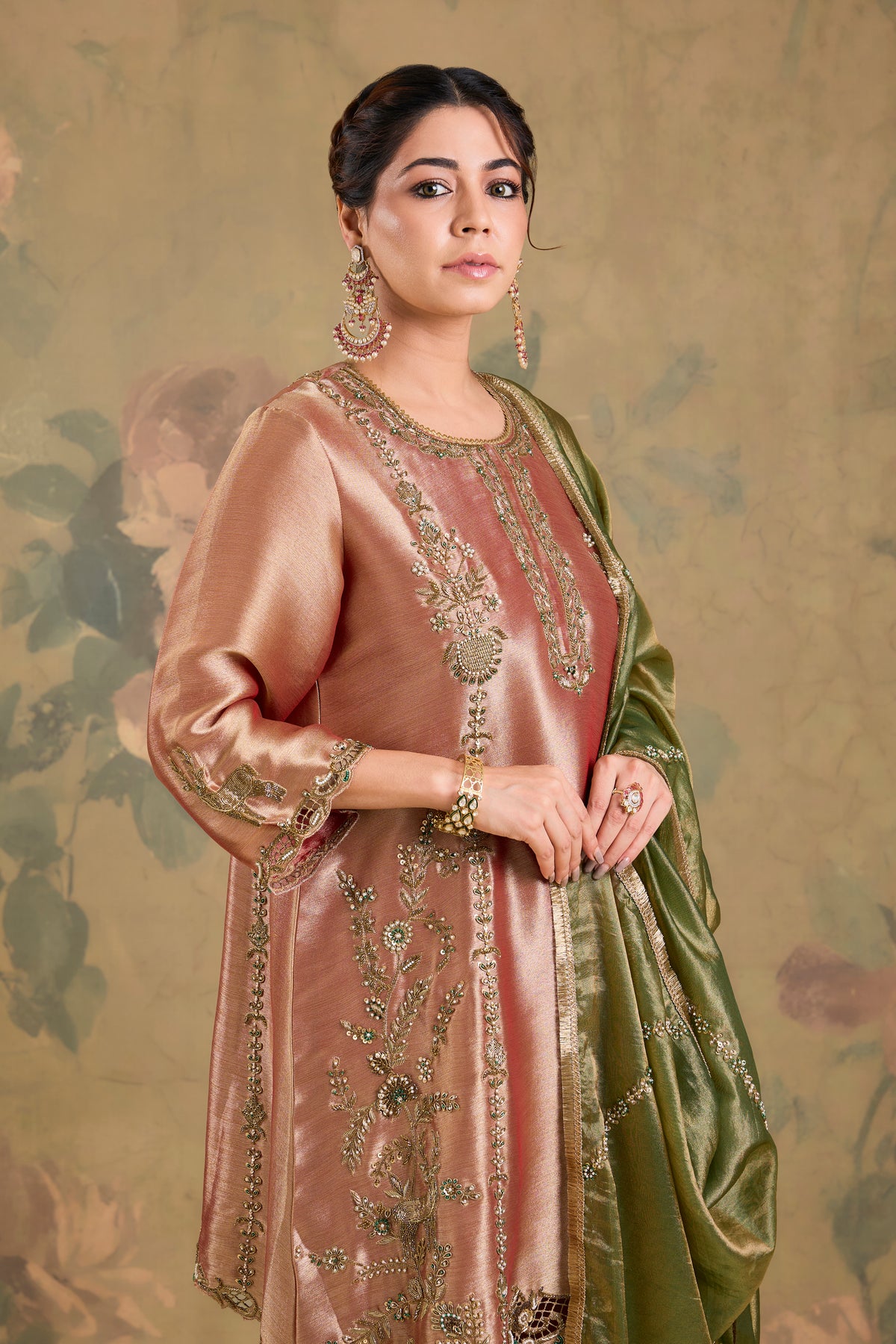 Tissue Handworked Kurta Set with Salwar