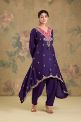 Silk Handworked Flared Kurta Set