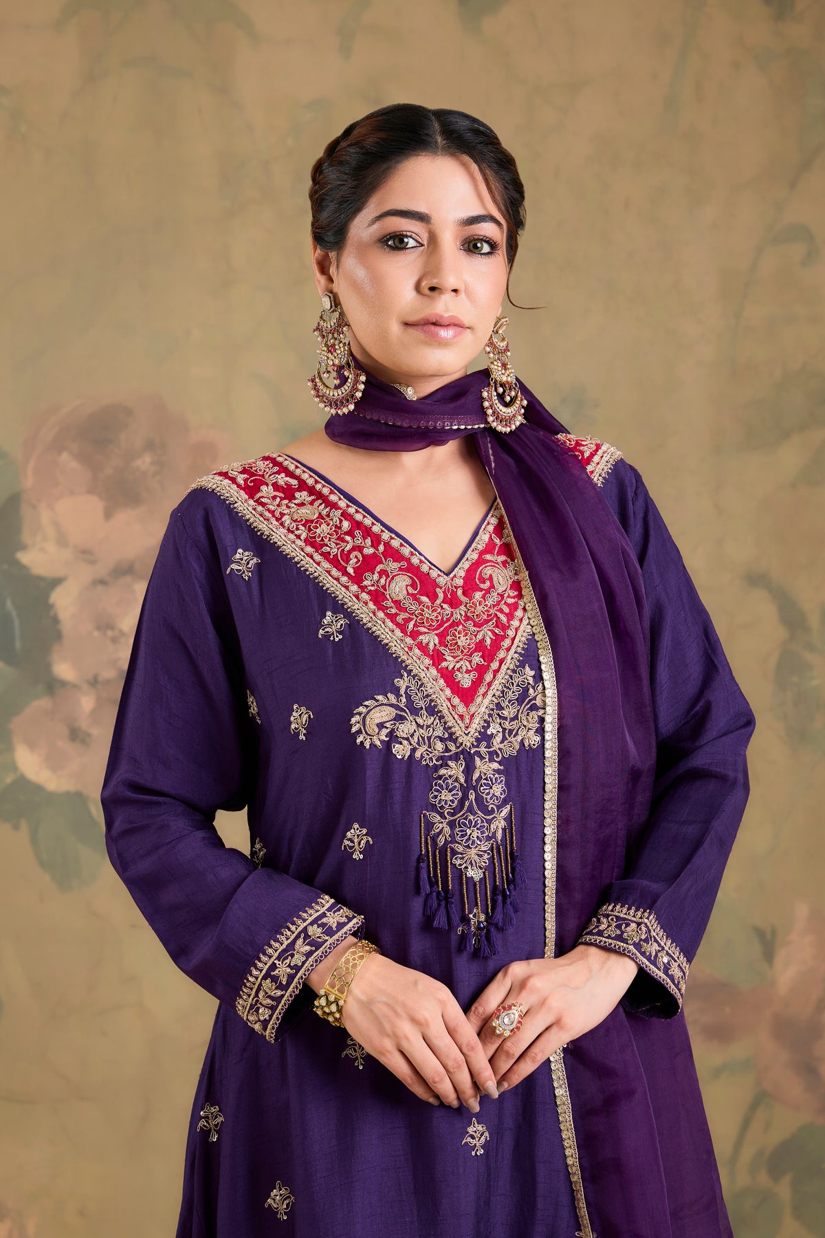 Silk Handworked Flared Kurta Set