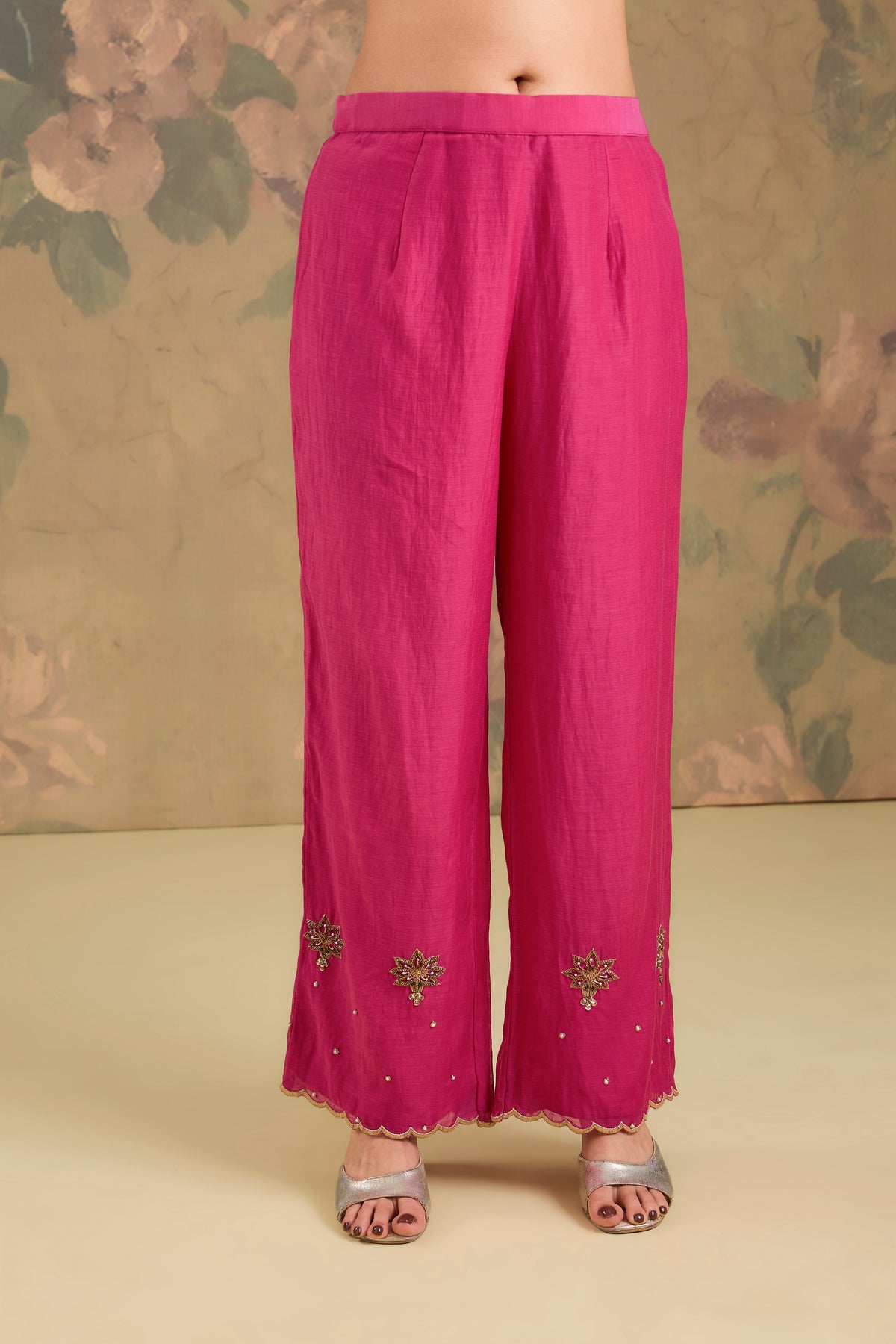 Mul Chanderi Handworked Anarkali Set