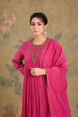Mul Chanderi Handworked Anarkali Set