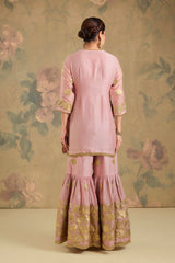 Chanderi Silk Kurta & Gharara Set with Gota Embroidery