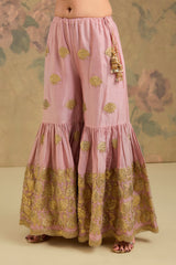 Chanderi Silk Kurta & Gharara Set with Gota Embroidery
