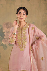 Chanderi Silk Kurta & Gharara Set with Gota Embroidery