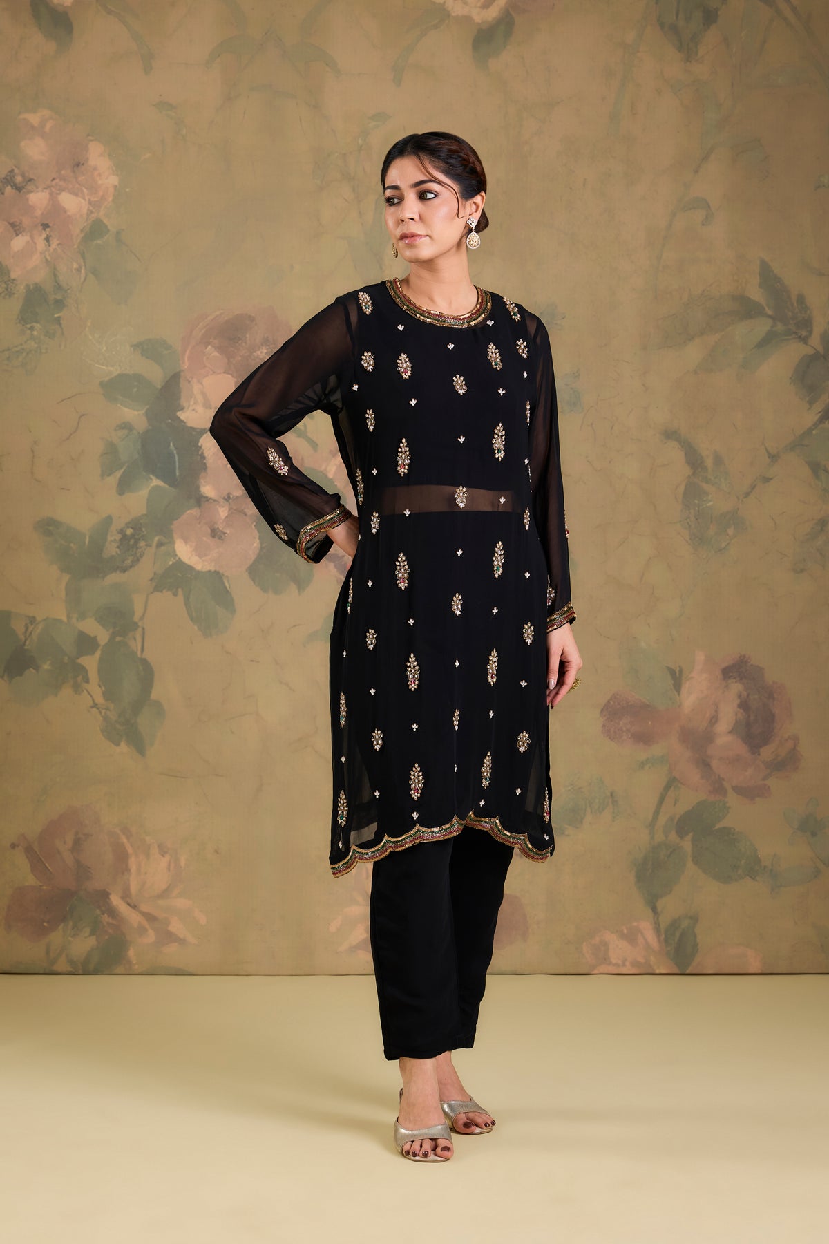 Georgette Co-Ord Set with Stone Work