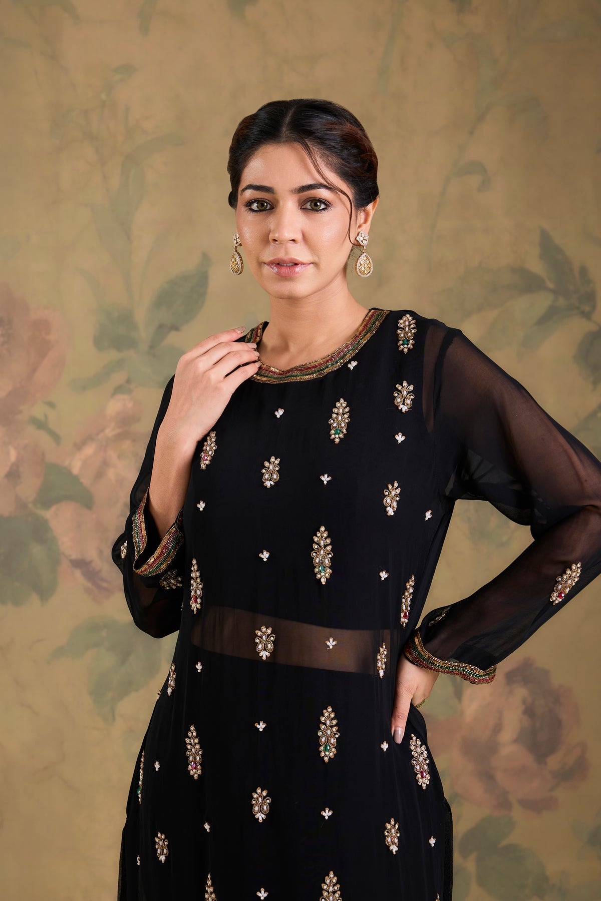 Georgette Co-Ord Set with Stone Work
