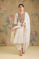 Mul Chanderi Handworked Anarkali Set