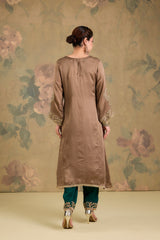 Satin Organza Machine & Hand Embroidered Kurta Set