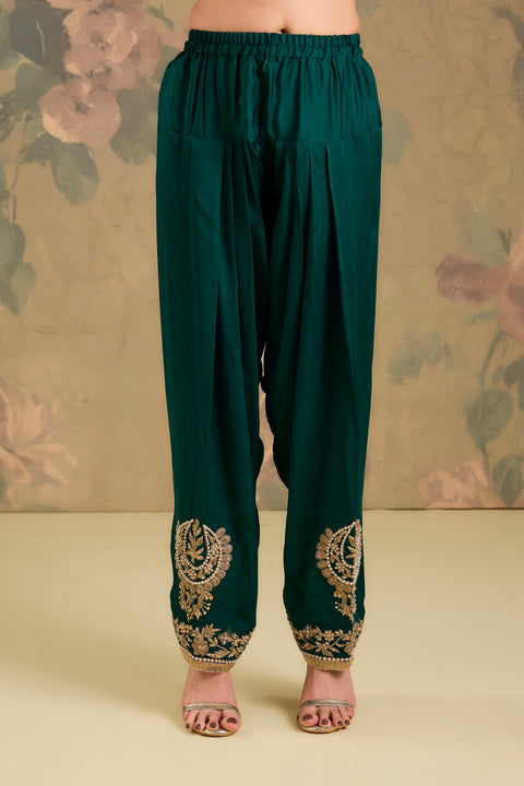 Satin Organza Machine & Hand Embroidered Kurta Set
