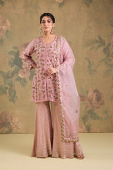 Silk Kurta with Banarasi Gharara & Handwork
