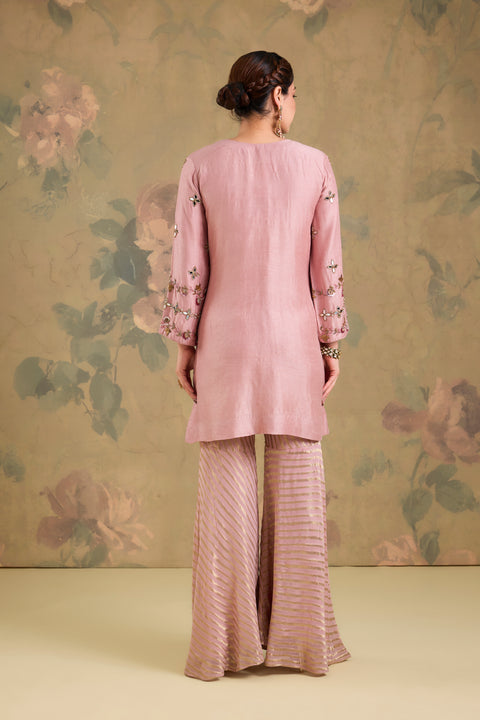 Silk Kurta with Banarasi Gharara & Handwork