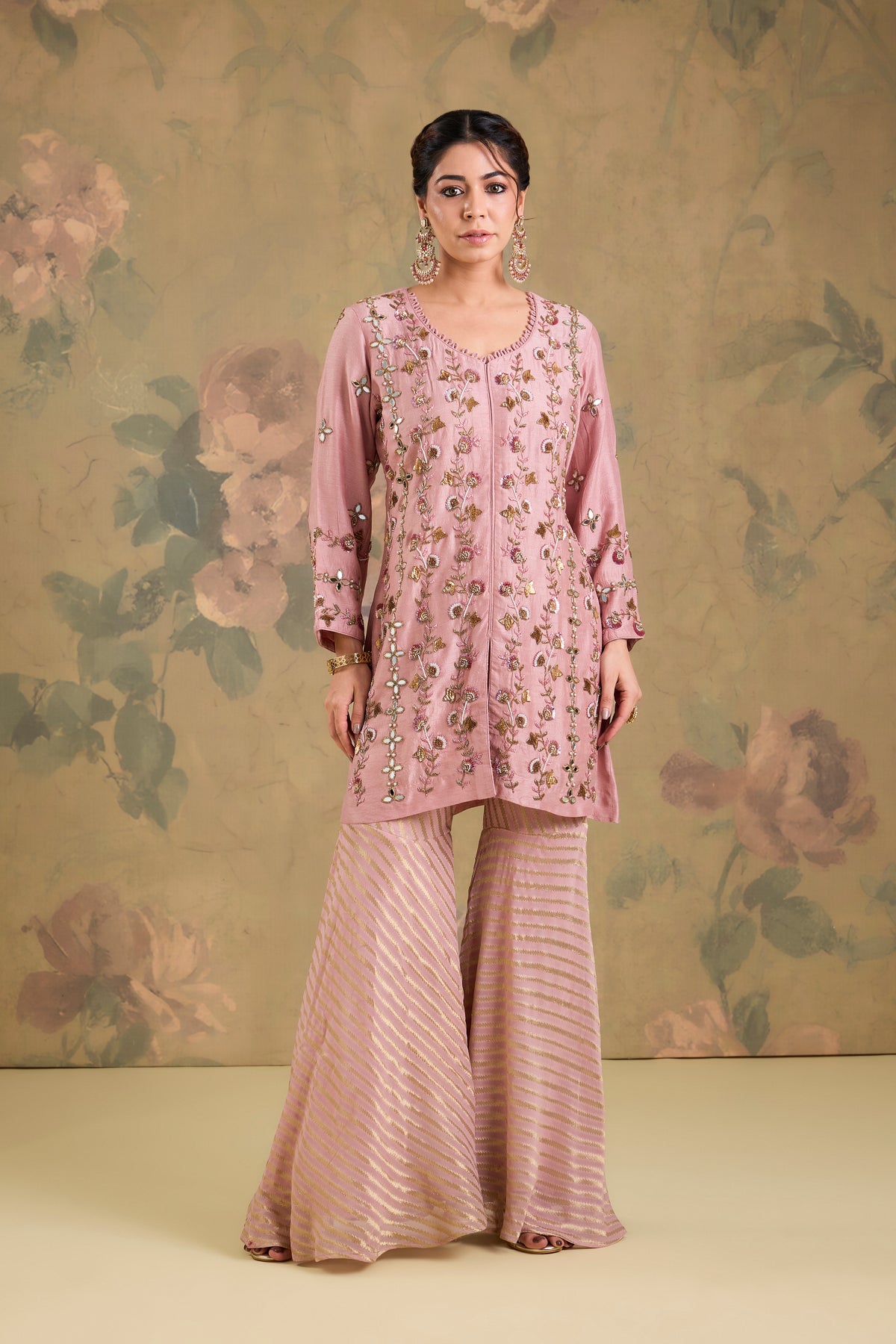 Silk Kurta with Banarasi Gharara & Handwork