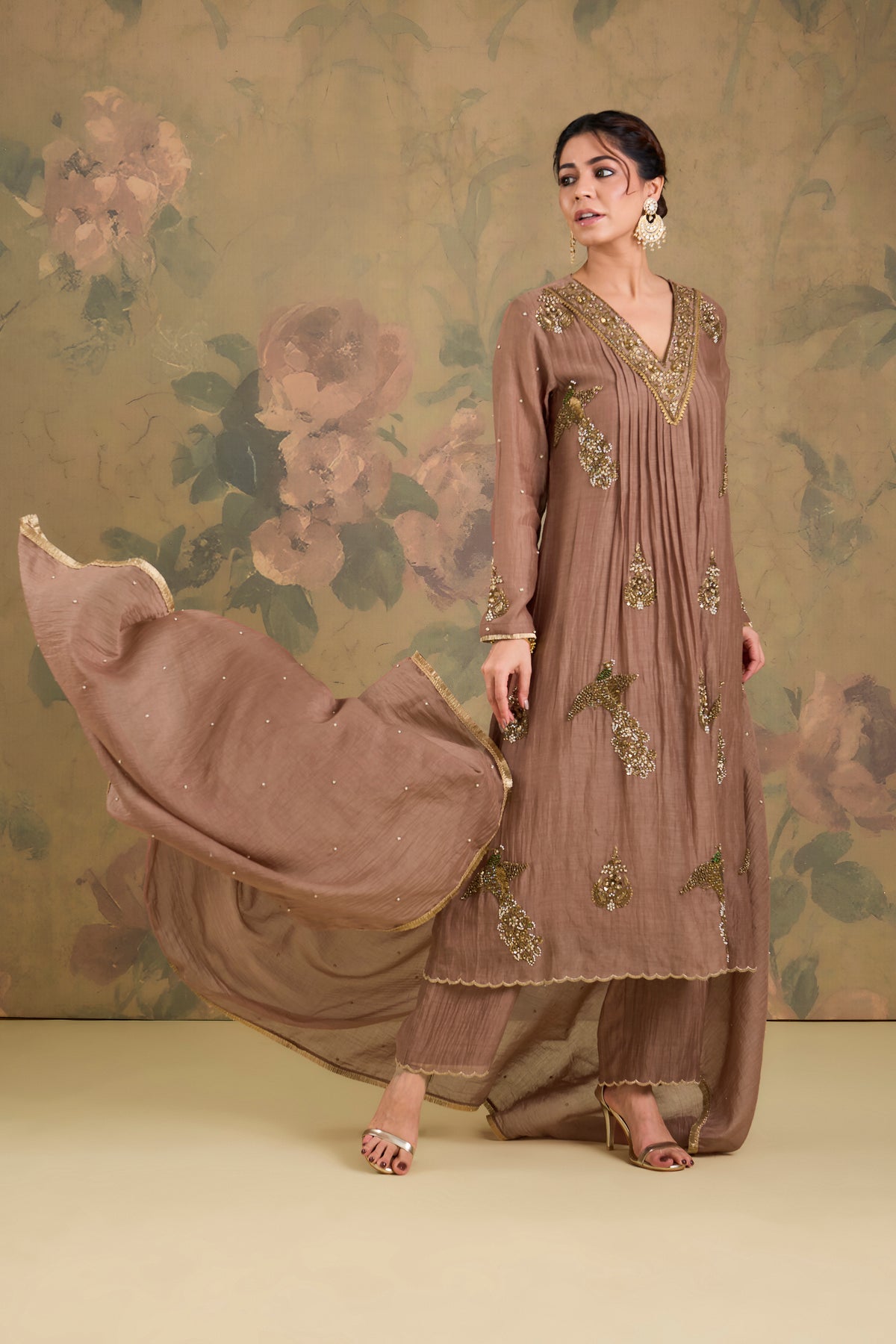 Mul Chanderi Handworked Kurta Set