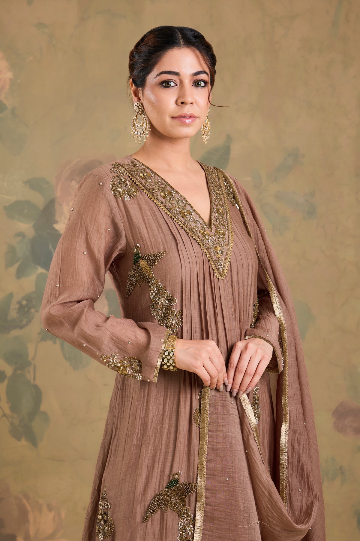 Mul Chanderi Handworked Kurta Set