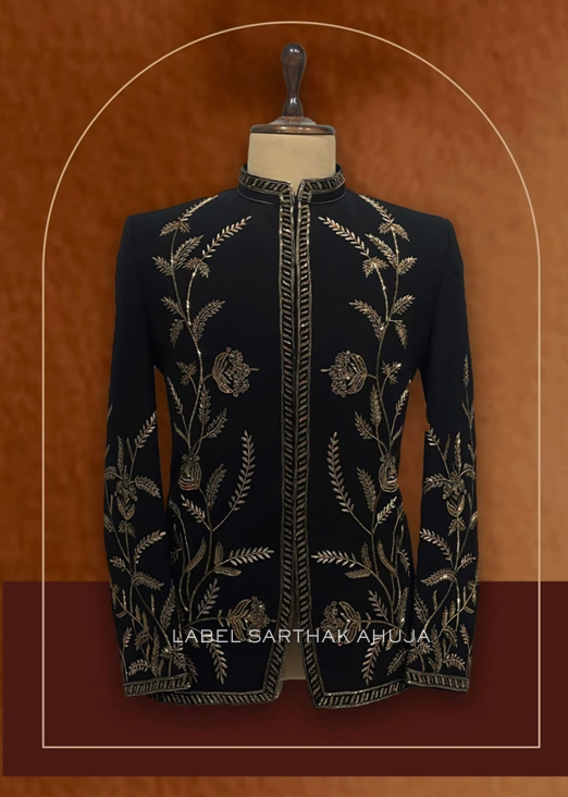 GOLDEN LEAF EMBROIDERED INDO SET