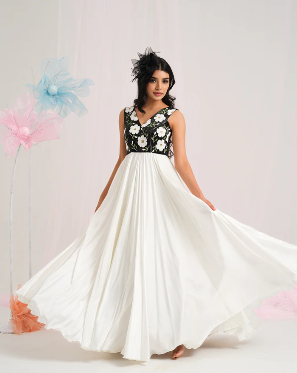 Chic Floral Elegance Gown