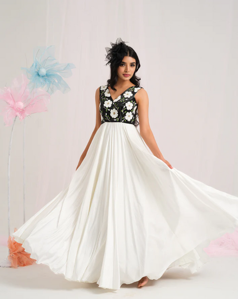 Chic Floral Elegance Gown